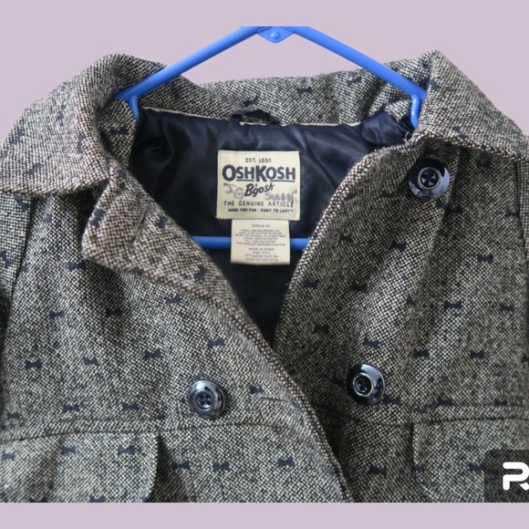 Osh Kosh B'Gosh style B216js1-sa kids peacoat jacket hoodie bow in back metallic - Picture 11 of 11